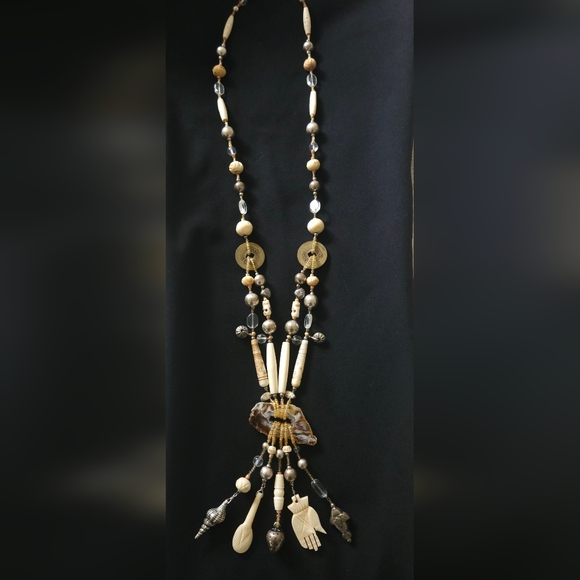 Jewelry - Vintage 'Sea Dreaming' designer beaded Amulet necklace by Maggie Zee